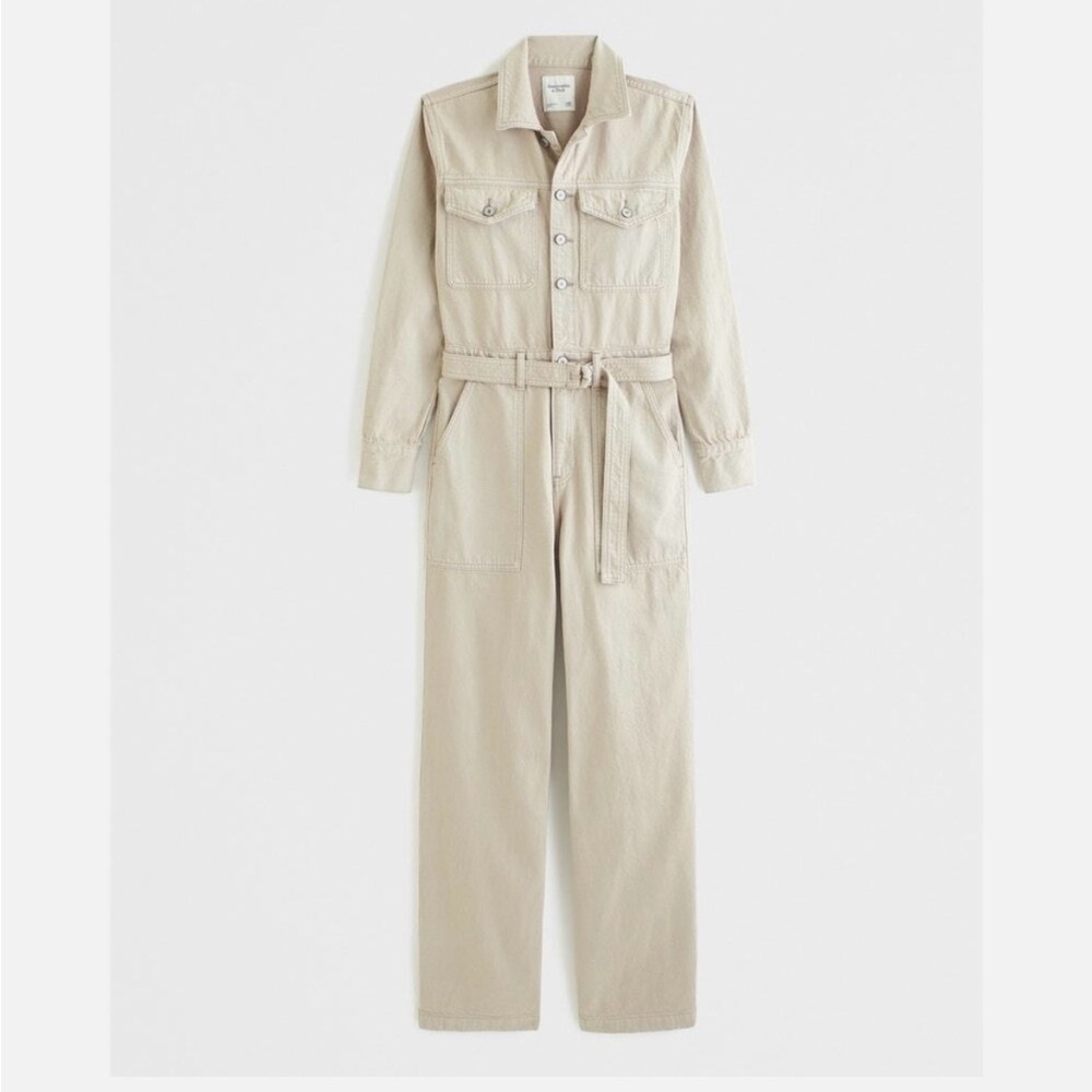 Abercrombie & Fitch Cream Denim Romper Size Small Tall